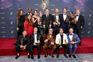 The Studio cast at Emmys 2025 (Photo by John Shearer/WireImage)